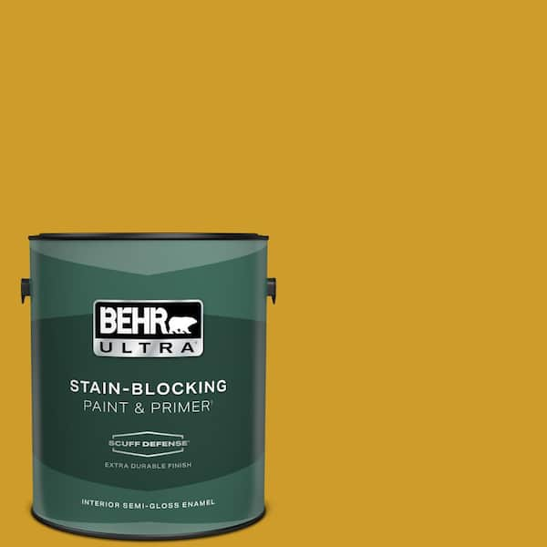 BEHR ULTRA 1 gal. #T16-09 Citronne Extra Durable Semi-Gloss Enamel Interior Paint & Primer