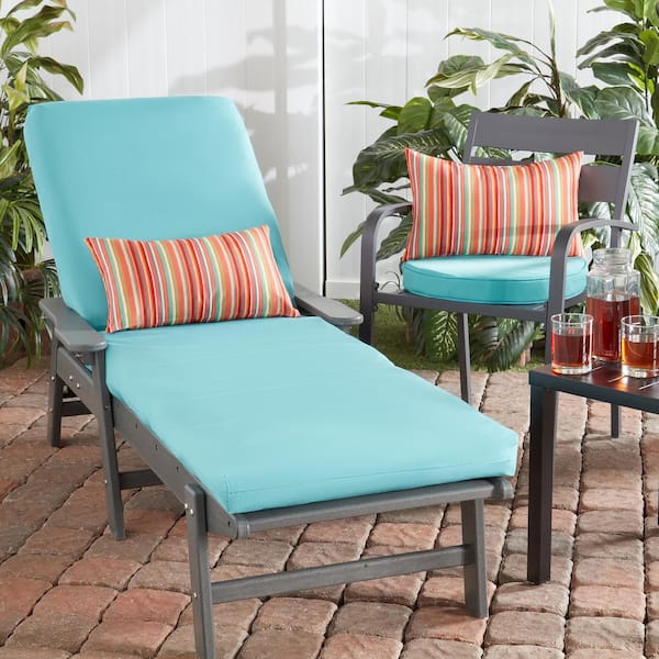 Greendale Home Fashions 18 in. x 18 in. Teal Round Outdoor Seat