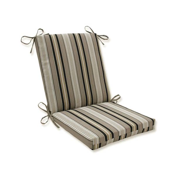 Pillow Perfect Stripe Outdoor/Indoor 18 in W x 3 in H Deep Seat, 1-Piece Chair Cushion and Square Corners in Black/Grey Getaway Stripe