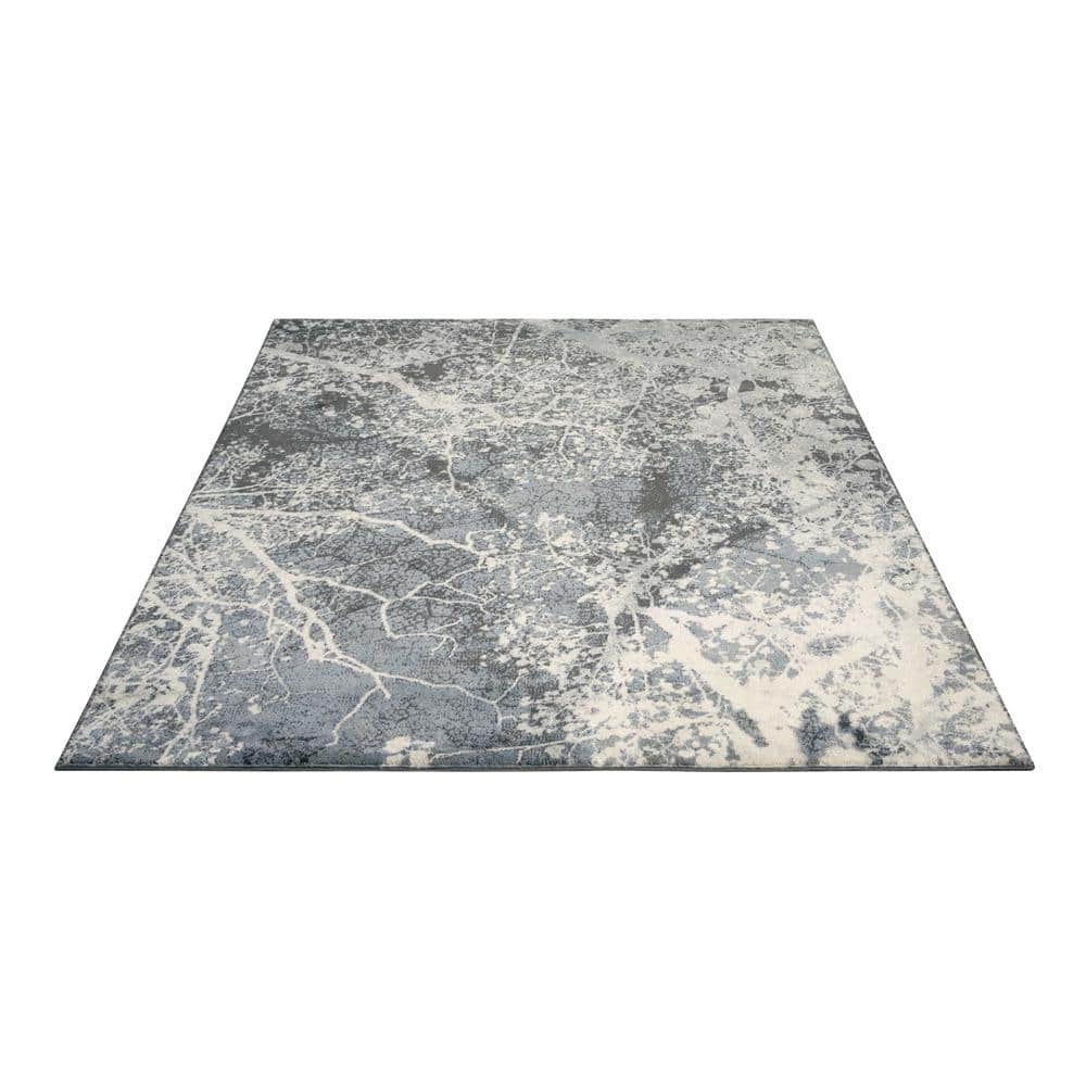 Gray Abstract Synthetic Rectangular Area Rug 7'10" x 10'6"