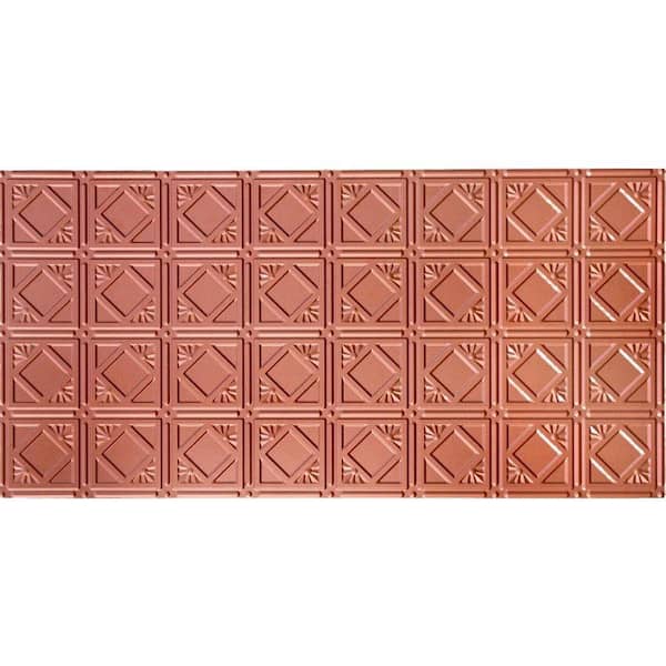 Dimensions 2 ft. x 4 ft. Glue Up Tin Ceiling Tile in Metallic Copper