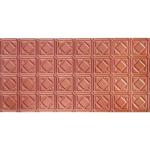 Global Specialty Products Dimensions 2 ft. x 4 ft. Glue Up Tin Ceiling Tile in Metallic Copper