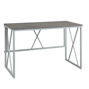 Collapsible 48 in. W Rectangular Weathered Wood and Satin Nickel Writing Desk