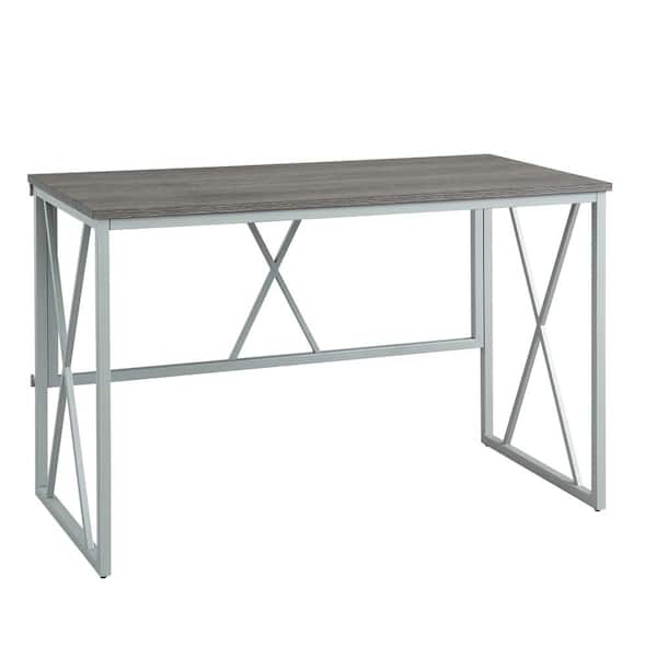 Leick Home Collapsible 48 in. W Rectangular Weathered Wood and Satin Nickel Writing Desk