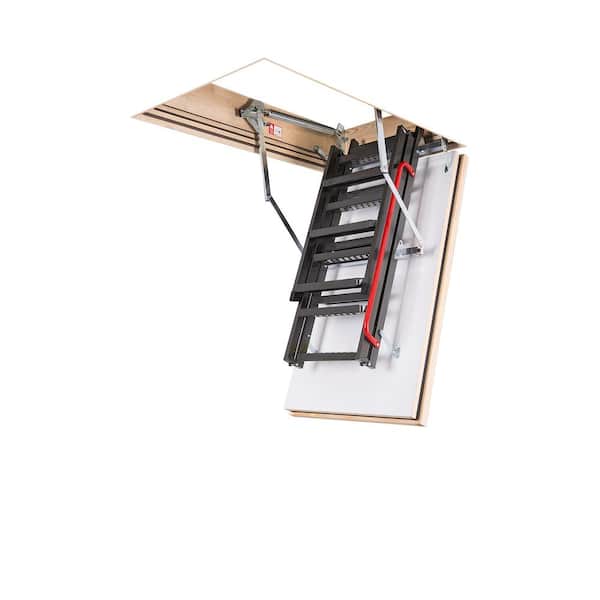 Fakro LMF 60, 8 ft. 1 in. - 10 ft. 1 in., 25 in. x 54 in. Fire-Rated Insulated Metal Attic Ladder, 350 lbs. Load Capacity 869236