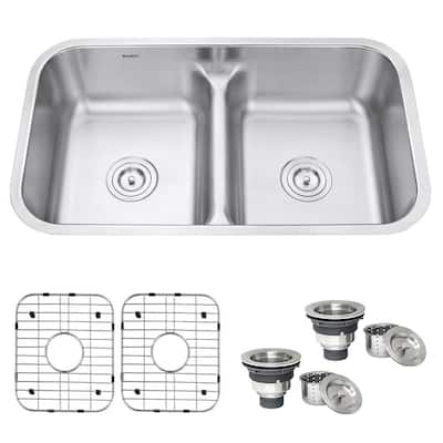 Elkay Lustertone Undermount Stainless Steel 42 in. Double Bowl Kitchen Sink  with Right Drain Board ELUH4221L - The Home Depot