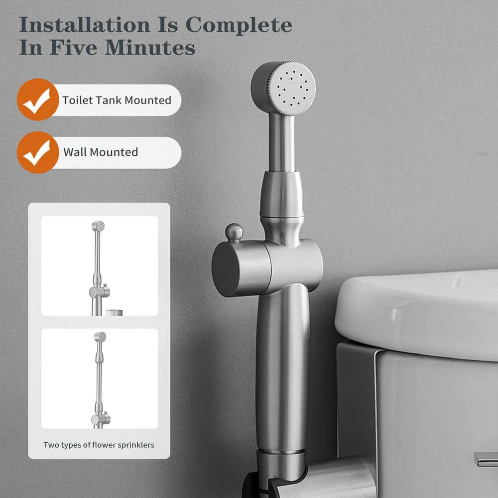 Brushed Nickel Handheld Bidet Sprayer with Adjustable Water Pressure