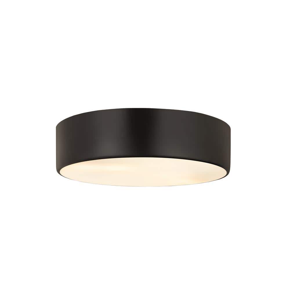 Harley Modern Matte Black Steel Drum Flush Mount Light