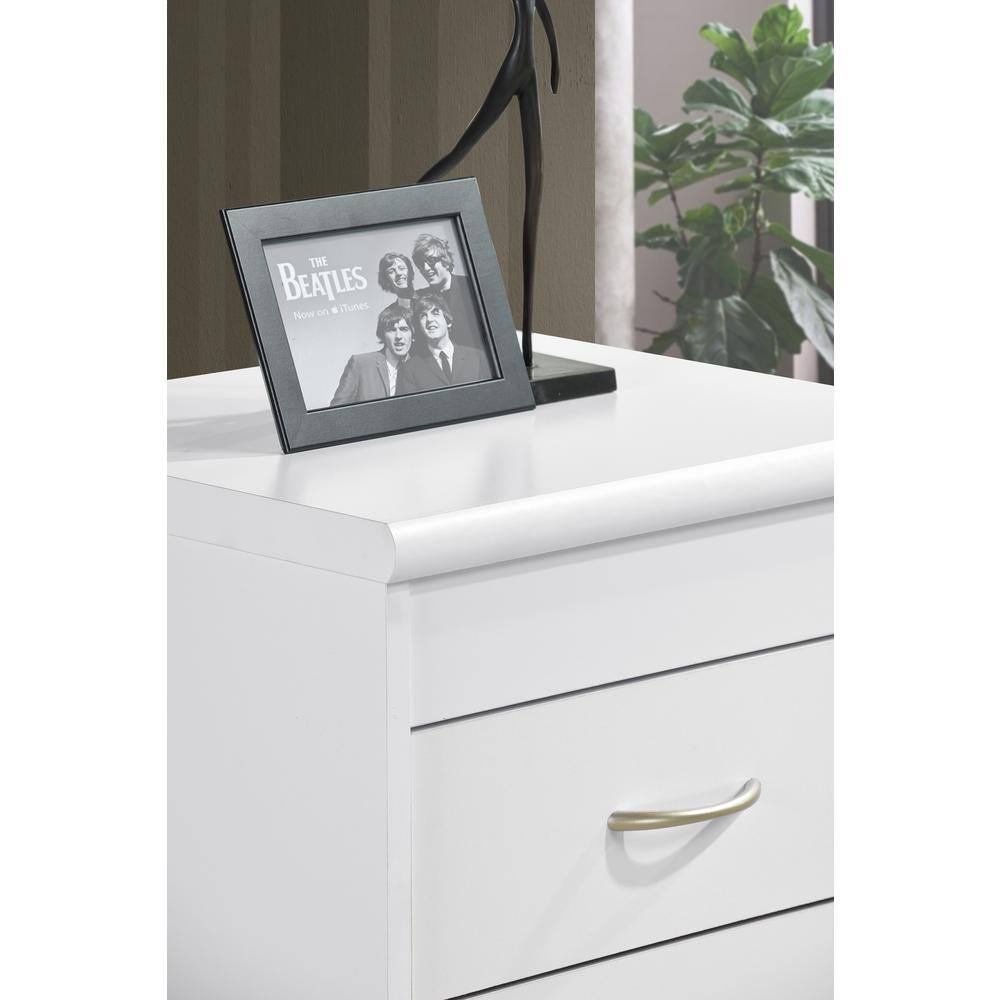 White Compressed Wood 2-Drawer Nightstand
