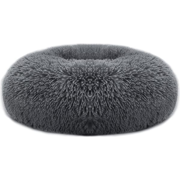 23.62 in. Pet Dog Bed Warm Fleece Sofa Bed Cushion Suit Less than 20 lbs. Medium Dog in Dark Grey
