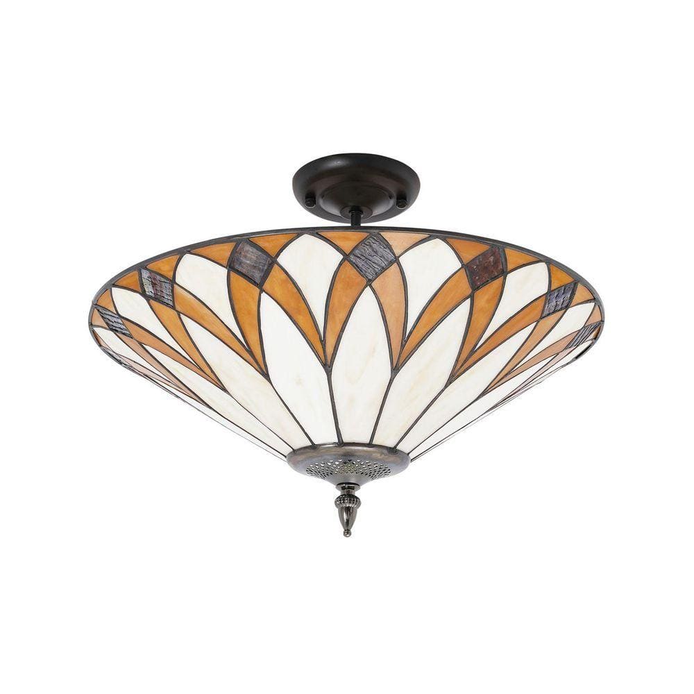 haluc❤ OUKANING 15.7 in. 3-Light Colorful Retro Semi-Flush Mount Ceiling