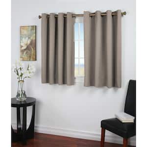 Grey Polyester Solid 56 in. W x 45 in. L Grommet Blackout Curtain
