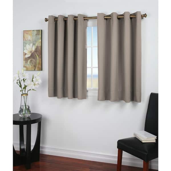 RICARDO Grey Polyester Solid 56 in. W x 45 in. L Grommet Blackout Curtain