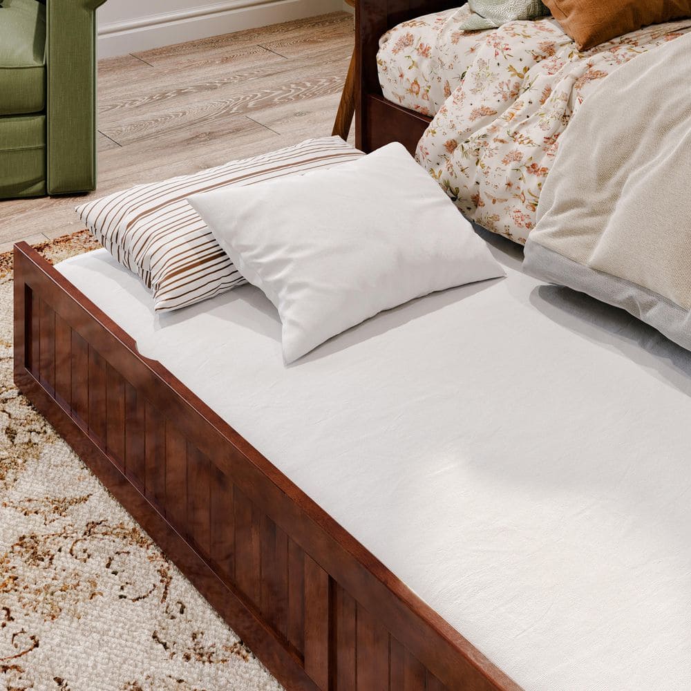 Nantucket Walnut Twin Wood Daybed with Trundle and Drawer