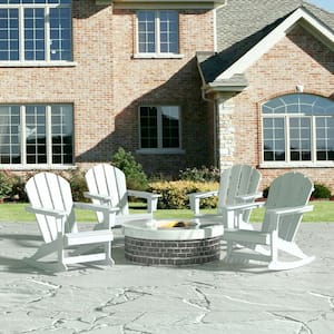Laguna Set of 4 Fade Resistant Outdoor Patio HDPE Poly Plastic Adirondack Porch Rocking Chair in White