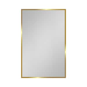 16 in. W x 28 in. H Rectangular Gold Wall Mount Medicine Cabinet with Mirror