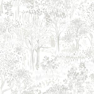 Walden Grey Forest Fabric Pre-Pasted Matte Strippable Wallpaper