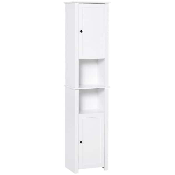 15.75 in. W x 11.75 in. D x 67 in. H White Wood Linen Cabinet with Shelves and 2 Doors for Bathroom