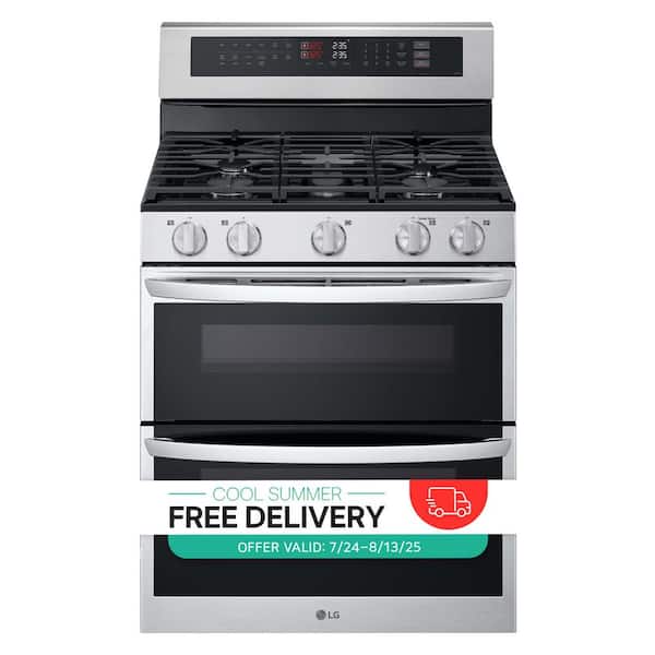 30 in. 6.9 cu. ft. 5 Burners Smart Wi-Fi Freestanding Double Oven Gas Range in Stainless Steel with Probake Covection