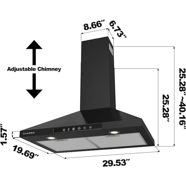 CIARRA 30 in. 450 CFM Convertible Smart Wall Mount with LED Light, Voice  and Touch Controls Range Hood in Black CAB75206W - The Home Depot