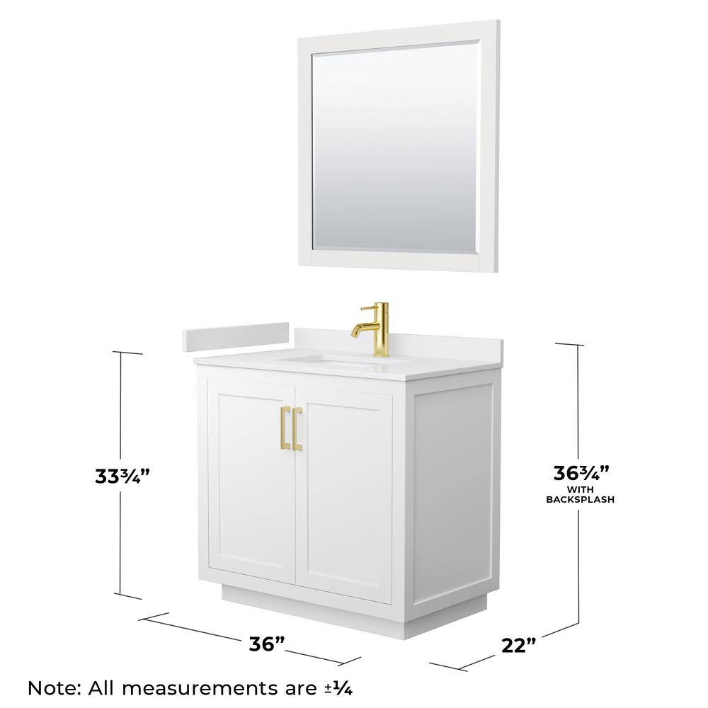 Miranda 36" White Bathroom Vanity with Marble Top and Mirror