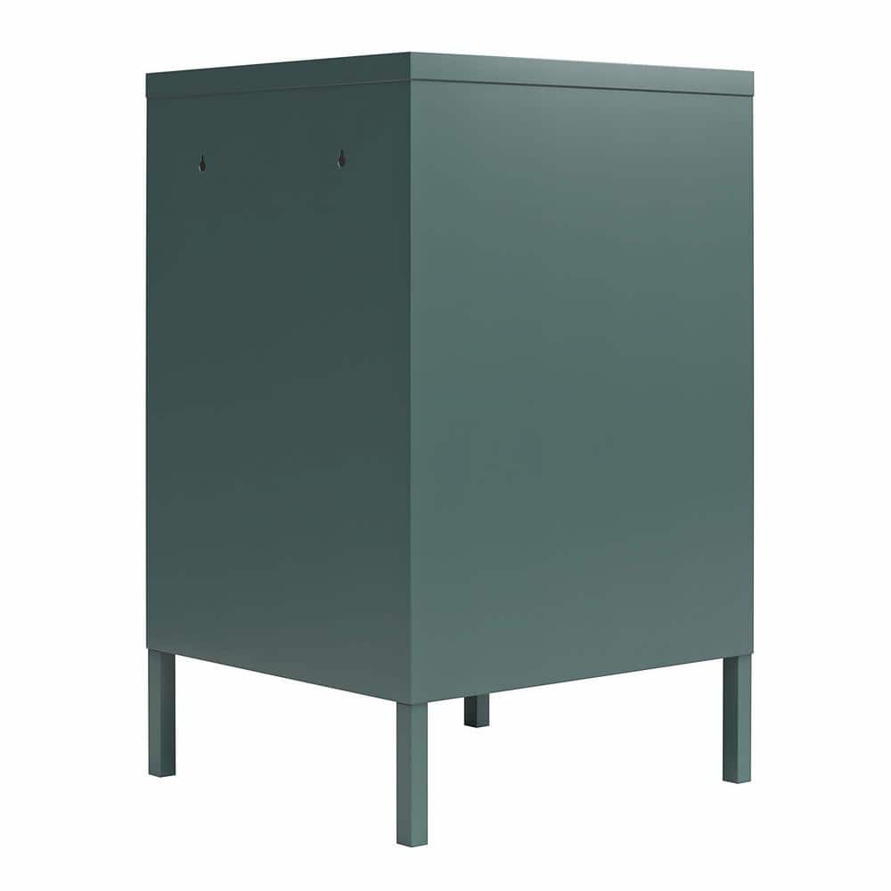 Hunter Green Metal Locker Style End Table with Storage