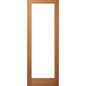 30 in. x 96 in. Universal Full Lite Clear Glass Unfinished Fir Wood Front Door Slab with Square Sticking