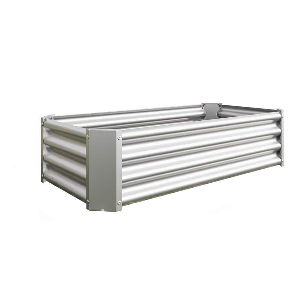 4x2x1ft Outdoor Metal Raised Garden Bed, Rectangle Raised Planter Box for F