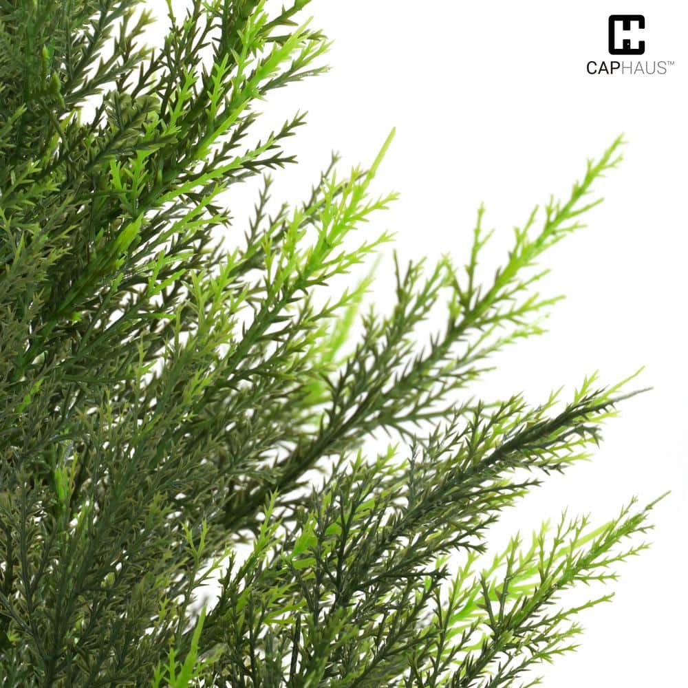 48" Green Artificial Cedar Topiary Trees in Black Plastic Pots
