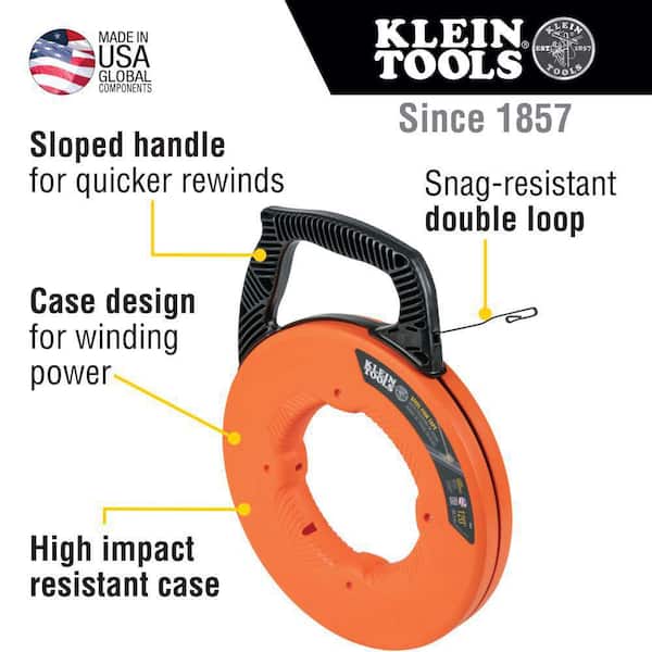 Klein Tools 120 ft. Steel Fish Tape 56333 - The Home Depot