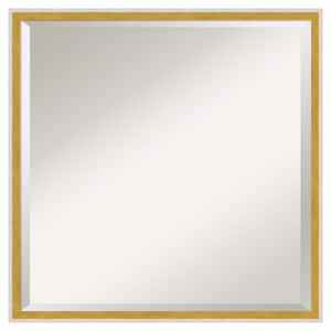 Paige White Gold 21 in. x 21 in. Beveled Modern Square Wood Framed Wall Mirror in White