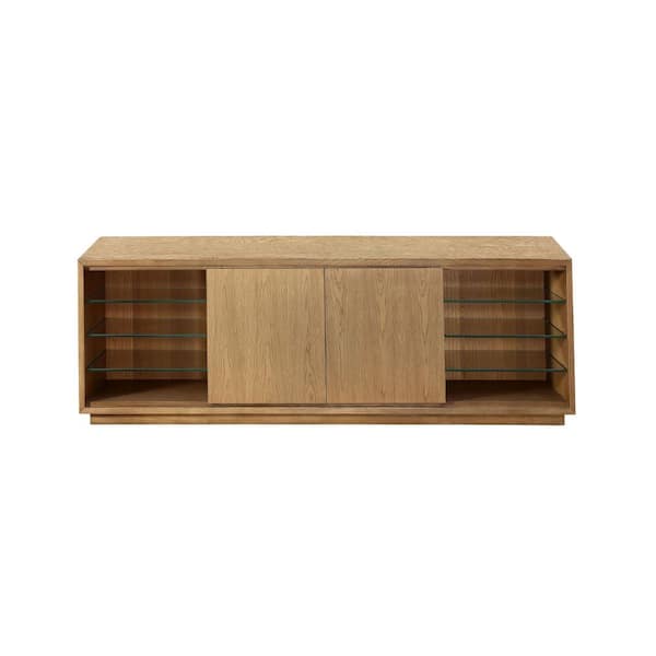 Benjara Brown TV Stand Fits TVs up to 69 to 74 in. with Wooden Frame