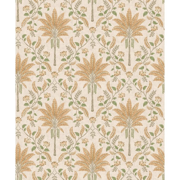Walls Republic Orange Trellis and Focal Palm Trees Print Non Woven Non-Pasted Textured Wallpaper 57 sq. ft.