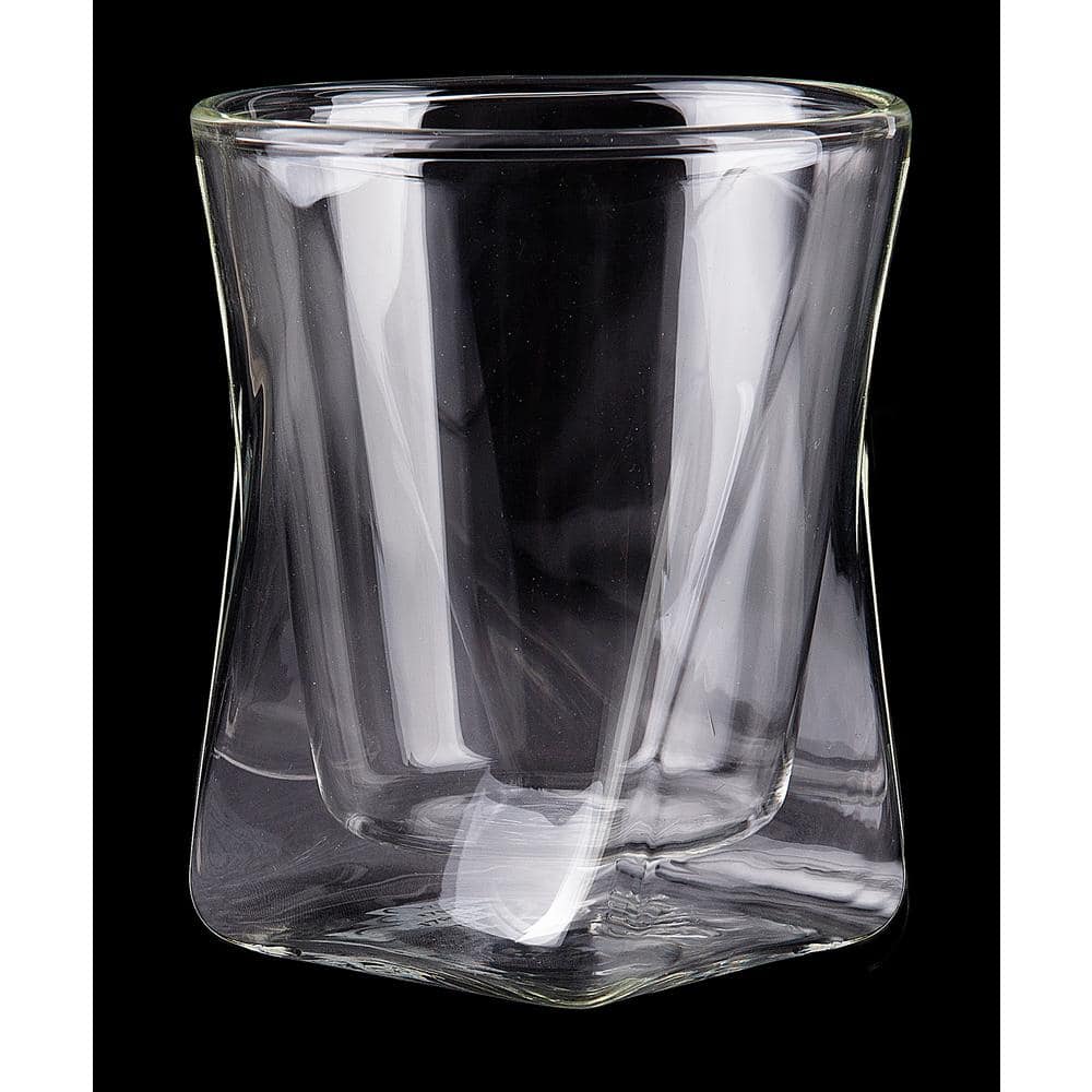 Modern 10 oz Clear Insulated Double Wall Whiskey Glass Set