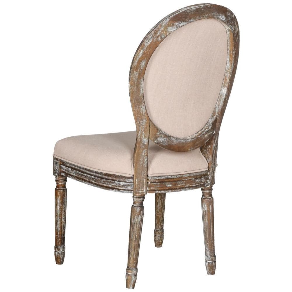 Holloway Beige Linen Upholstered Side Chair with Rustic Oak Frame (Set of 2)
