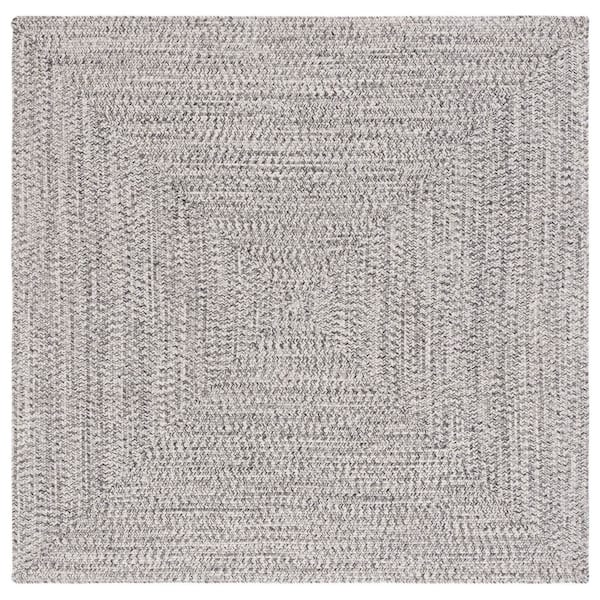Braided Gray/Ivory 3 ft. x 3 ft. Machine Washable Concentric Woven Square Area Rug