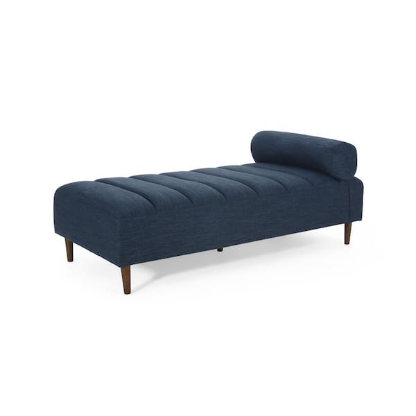 Noble House Lancer Navy Blue Fabric Bolster Pillow Chaise Lounge