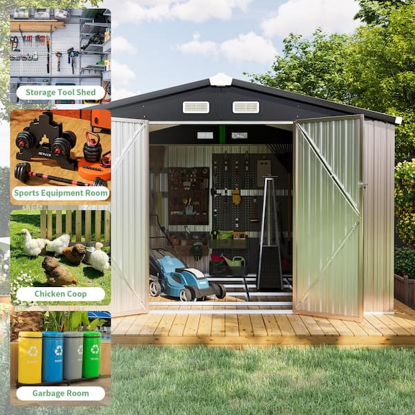 Sizzim 10 ft. W x 8 ft. D Brown Outdoor Metal Storage Shed