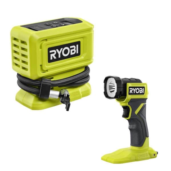 ONE+ 18V Cordless High Pressure Inflator (Tool Only) with ONE+ 18V Cordless LED Light (Tool Only)