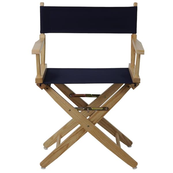 American Trails 18 in. Seat Height Extra-Wide Natural Frame/Navy Canvas New, Solid Wood Folding Chair, Set of 1