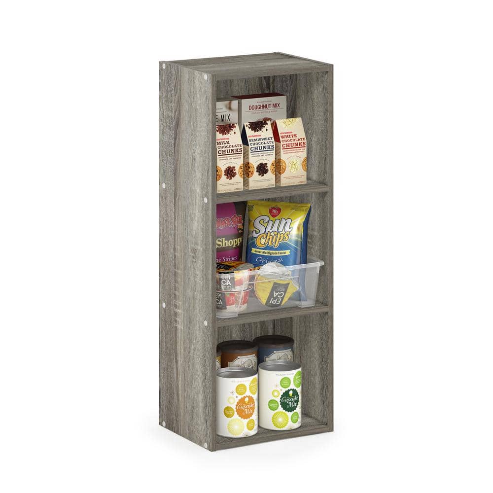 Sleek Gray Wood 3-Tier Cube Organizer Bookshelf