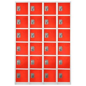 629-Series 72 in. H 6-Tier Steel Key Lock Storage Locker Free Standing Cabinets for Home, School, Gym, Red (4-Pack)