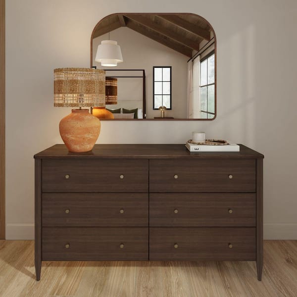 PLANK+BEAM Harbor Blue 6 Drawer 59 in. Wide Chest of Drawers