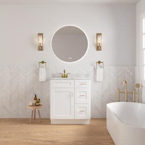 Easy-DIY Combo Bases - Drawers Right 30 in. W x 21 in. D x 34.5 in. H Bath Vanity Cabinet without Top in Shaker White