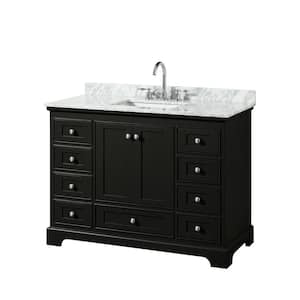 Deborah 48 in. Single Bathroom Vanity in Dark Espresso with Marble Vanity Top in White Carrara with White Basin