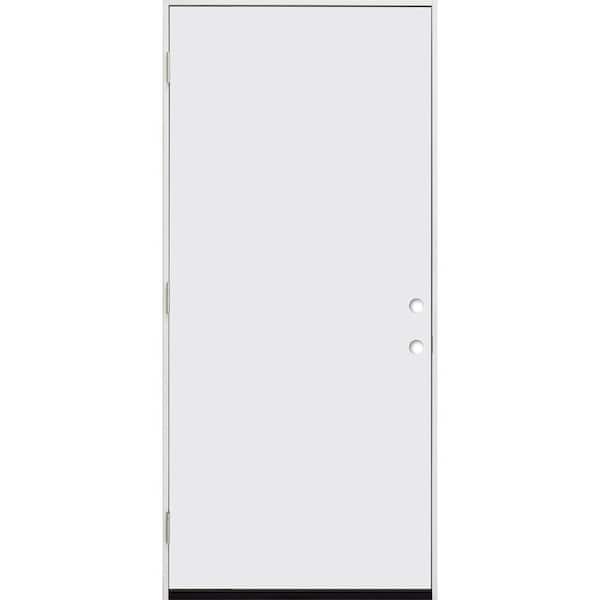 Steves & Sons 30 in. x 80 in. No Panel Right-Hand/Outswing White Primed Fiberglass Prehung Front Door with 4-9/16 in. Jamb Size