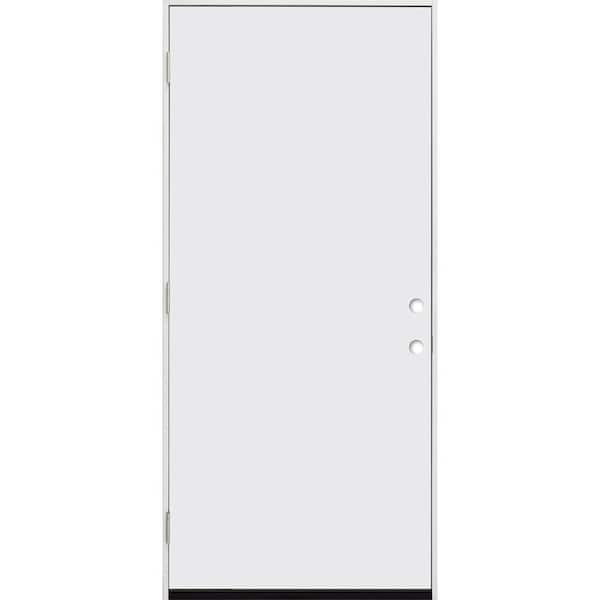 Steves & Sons 36 in. x 80 in. No Panel Right-Hand/Outswing White Primed Fiberglass Prehung Front Door with 4-9/16 in. Jamb Size