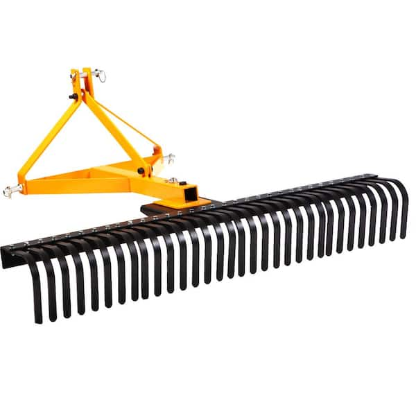 Wildaven 61 in. Tractor Tow-Behind Landscape Rock Rake with a 3-Point ...