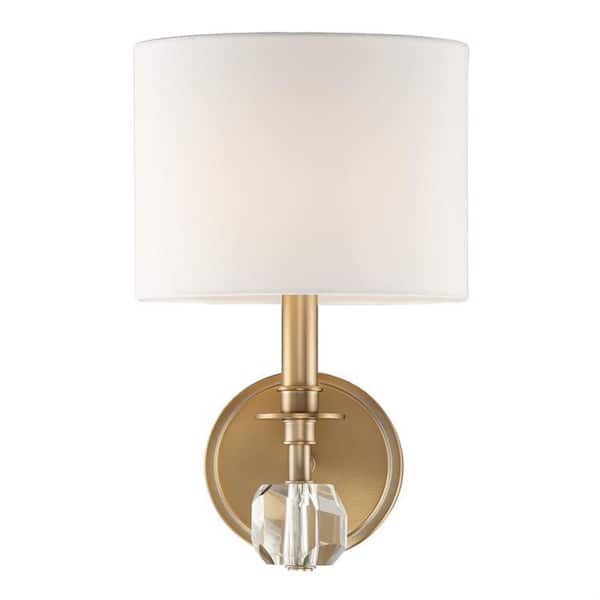 Crystorama Chimes 1-Light Aged Brass Sconce