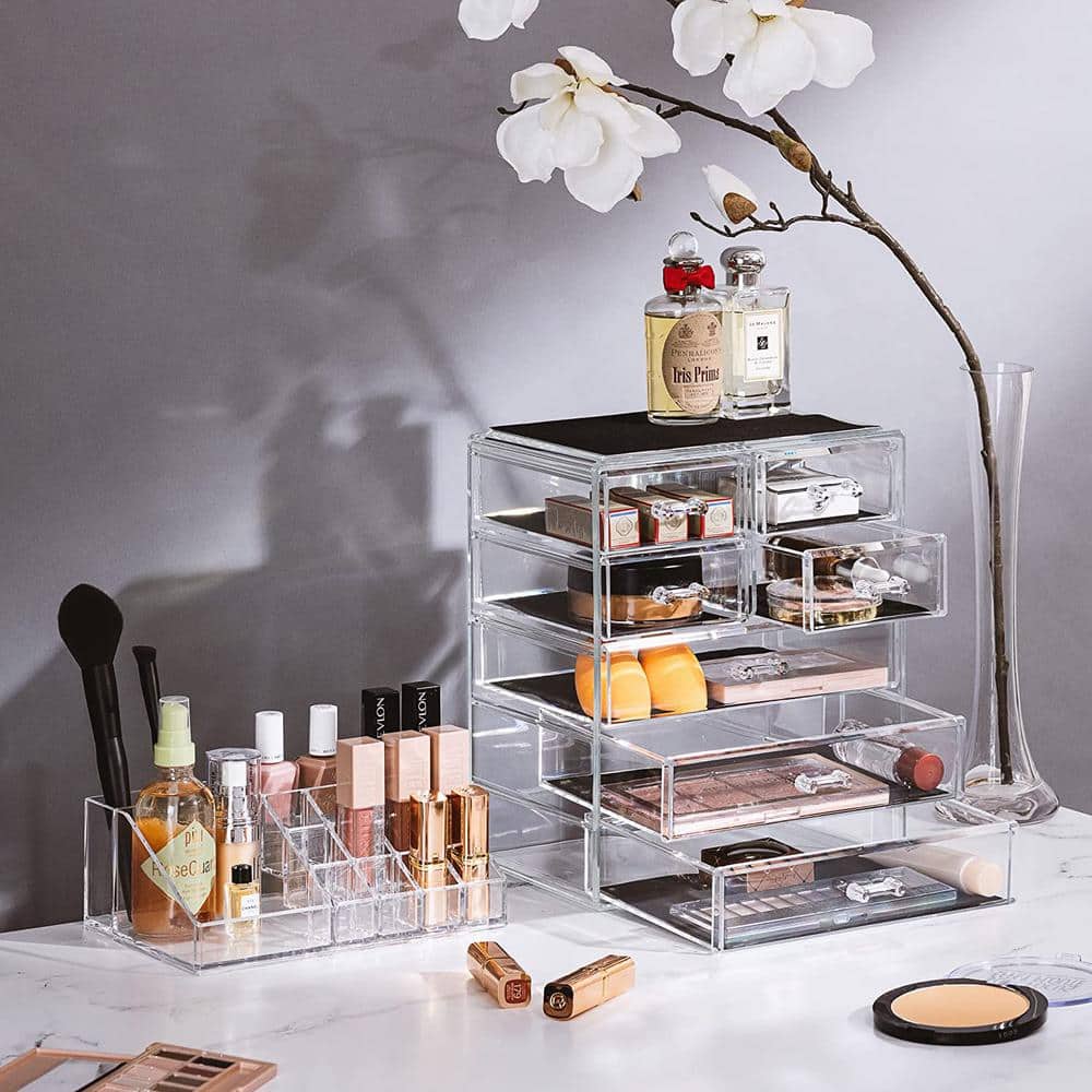 Clear Acrylic Makeup Organizer with 7 Drawers and 16 Slots